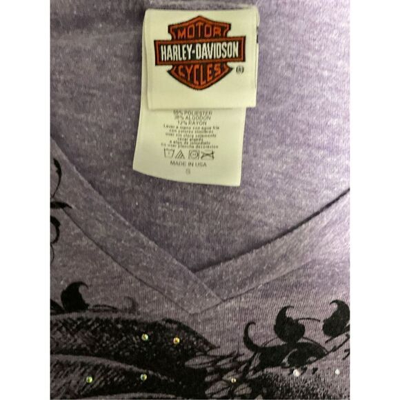 Harley Davidson Embellished V Neck Tee San Diego - Picture 8 of 9